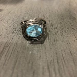 Sterling silver baby blue crystal Ring